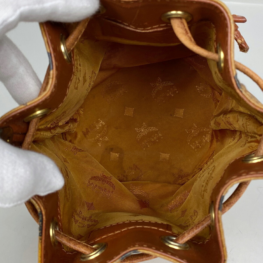 Mcm Logogram Drawstring Brown Leather Bag Shoulde… - image 6